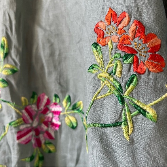 Brand new Light Blue Floral Embroidered Linen Tunic Dress, size M - Picture 8 of 16